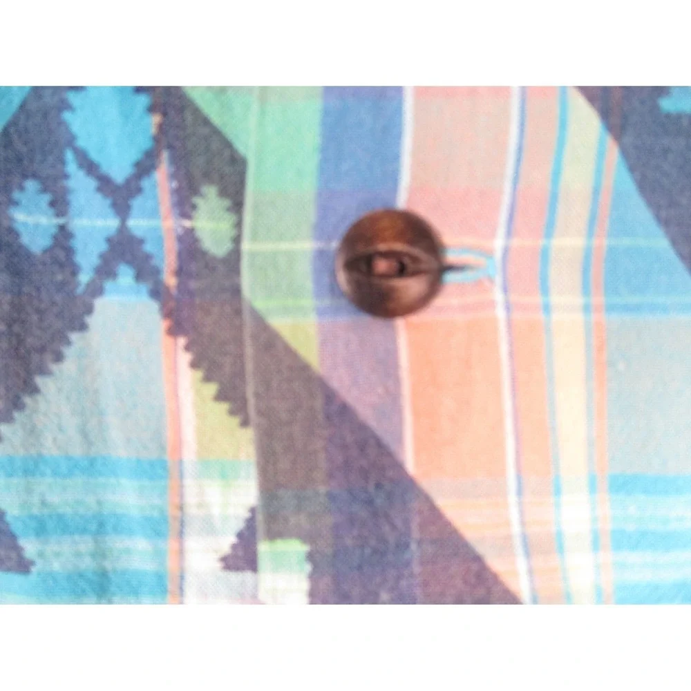 Vtg Polo Ralph Lauren Shirt Men‎ L  Blue Plaid Southwest Fish Print Button Front